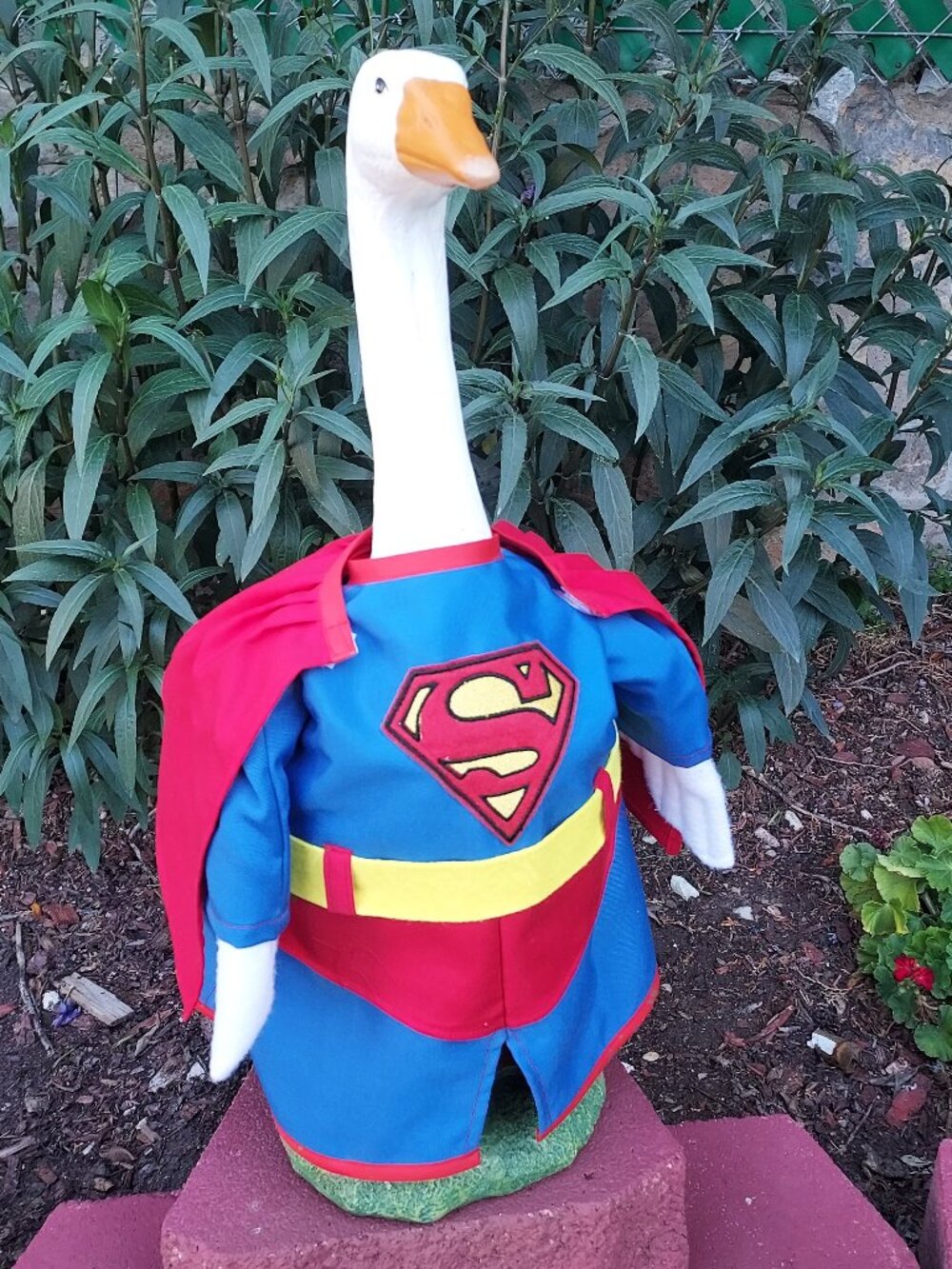 Goose Outfit – Superman Handmade Cottagecore Garden Decor Goose